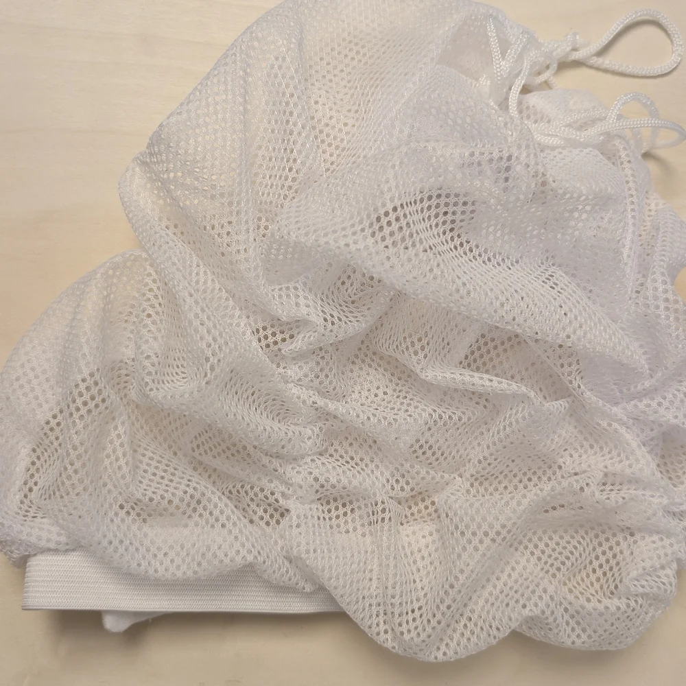 CURLY GIRL Mesh Hair Bonnet Cap Drying Nylon Plopping White